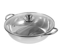 Homoyoyo Marmite à Fondue Chinoise en Acier Inoxydable 28 CM Séparateur Double Saveur Pot Divisé Épais Compatible Cuisinière à Gaz et Plaque à Induction Marmite Pratique pour Repas en