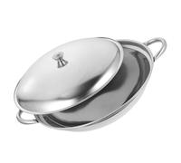 Homoyoyo Marmite en Acier Inoxydable 28 CM avec Couvercle Wok Anti-Débordement à Fond Plat Casserole Polyvalente pour Fondues Soupes et Cuisson au Réchaud à