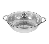 Homoyoyo Marmite Hot Pot à Compartiments Inox Résistante Chaleur Double Face Deux Saveurs Pour Cuisine Maison Induction et Gaz