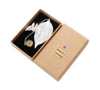 Homoyoyo Marque-page en Fleurs Séchées Décoratives Forme Feuille Argentée et Fleur Rouge, Présent pour Fournitures Scolaires et Bureau, Accessoire Pratique et Léger pour Lecteurs