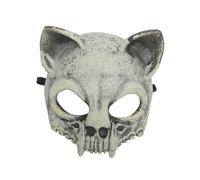 Homoyoyo Masque de Cosplay Tête de Chat Oreilles, Masque D'halloween 3d Effet Crâne de Chèvre, Accessoire de Fête Flexible et Confortable pour Adultes, Déguisement Animal Carnaval et Bal