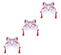 Homoyoyo Masque De Renard Kabuki En Plastique Pour Déguisement - Masque De Cosplay Mignon Pour Halloween Et Spectacles - Accessoire De Costume En Rouge