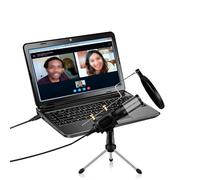 Homoyoyo Microphone USB Plug and Play pour Conférence Trépied Pliable, Microphone sans Fil Professionnel en Abs, pour Jeux et Enregistrement à Longue Portée