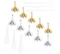Homoyoyo Mini-entonnoirs Métalliques Doré et Argenté 16 Pièces avec Compte-gouttes en Plastique et Ressort, Entonnoir Multifonction Réutilisable pour Transfert Précis de Parfum, Huiles