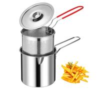 Homoyoyo Mini Friteuse 12l en Acier Inoxydable 304 avec Panier Filtrant et Couvercle, Poêle Multifonction Compacte pour Frire, Bouillir et Mijoter, Cuisine et Pique-niques