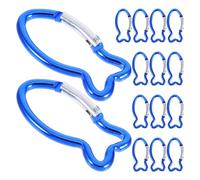 Homoyoyo Mousquetons de Sécurité Forme Poisson 15 Pièces Alliage D'aluminium Bleu pour Randonnée Camping Escalade Clips Porte-clés Multifonction Outdoor
