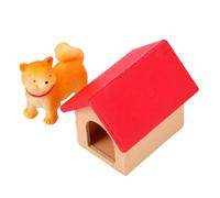 Homoyoyo Niche Miniature en Bois et Matériau Composite pour Chien de Race Japonaise, Ornement Décoratif Peint la Main, Figurine Scène Miniature, Accessoire Maison de Poupée