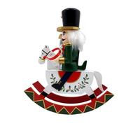 Homoyoyo Nutcracker Wooden Decoration Festive Rocking Horse Solid Wood Classic Royal Soldier Desktop Ornament Safe Family Holiday Charm Christmas Decor