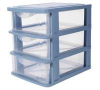 Homoyoyo Organisateur de Coiffeuse à Tiroirs 3 Niveaux Bleu Transparent Boîte de Rangement Bureau Multifonction pour Cosmétiques Accessoires Papeterie