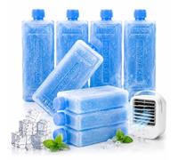 Homoyoyo Packs de Glace pour Ventilateurs de Climatisation Portables, 8 Pièces Mini Blocs Réfrigérants Réutilisables pour Refroidisseur d'Air, Boîtes de Cristaux de Glace Minces pour Boîte à Déjeuner