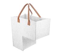 Homoyoyo Panier à Linge en Feutre Gris Clair Panier de Rangement de L pour Escaliers Poignées en Cuir Organiseur Multifonction pour Vêtements et Articles Divers Adapté Maison Maternelle