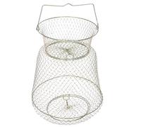 Homoyoyo Panier à Poissons en Fil D’Acier Galvanisé 30x53 Cm, Cage à Crabes Pliable Maille Serrée, Seau à Appâts Solide pour Pêche en Mer, Crevettes et Poissons - Accessoire de Pêche