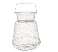 Homoyoyo Panier à Poissons en Fil d'acier Galvanisé 30x53 Cm Cage à Crabes Pliable Filet de Pêche à Mailles Serrées Seau à Appâts Robuste pour Pêche en Mer Eau Douce Outdoor