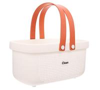Homoyoyo Panier De Toilette Grosse Capacité Blanc Panier De Rangement en Plastique Portable Poignées Doubles pour Maison Et Garde-Manger Design Ventilé pour Drainage Rapide