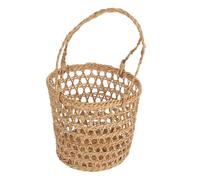 Homoyoyo Panier Décoratif Artisanal en Paille Tressée Panier Portatif Rond Petite Taille pour Décoration de Bureau et Rangement D'objets 1 Pièce