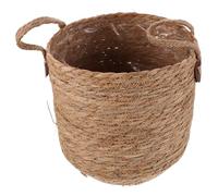 Homoyoyo Panier Tissé Artisanal pour Plantes Intérieur avec Doublure Plastique Cache-Pot Rond Herbe Naturelle Décor Balcon et Salon