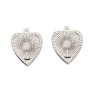 Homoyoyo Paquet de 2 Kit DIY Pendentifs Rétro Plaqué Trays Coeur et Rond pour Fabrication Bijoux Inserts Verre et Supports Antique Accessoires Créatifs pour Artisanat Bijouterie