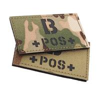 Homoyoyo Patch Militaire Réfléchissant Camouflage Vert en Nylon Indicateur Groupe Sanguin B Positif pour Uniformes, Équipements, Casques en Situation d'urgence, Lot de 2 Pièces