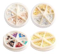 Homoyoyo Patchs pour Ongles en Alliage 3d Métallique Multicolore Mat, Boîte de 4 Pièces, Décoration Manucure Féminine pour Ongles Naturels et Artificiels, Accessoires Nail Art