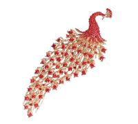 Homoyoyo Peigne à Cheveux de Mariage en Alliage de Zinc Orné de Strass Rouges, Couronne Peacock Dorée, Accessoire Léger et Confortable pour Coiffure de Mariée et Soirée, Bijou Cheveux