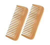 Homoyoyo Peigne Antistatique en Bois à Dents Larges Lot de 2 Peigne de Massage Domestique Hommes et Garçon et Filles pour Cheveux Crépus Doux Cuir