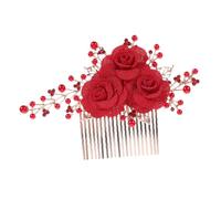 Homoyoyo Peigne de Mariage Rouge avec et Perles Artificielles Accessoire Élégant pour Cheveux de Mariée Pince Latérale et Filles Parfait pour et