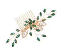 Homoyoyo Peigne de Mariage Vert Cristal Alliage avec Strass Accessoire de Cheveux Nuptial Fait Main pour Femmes et Filles Coiffure Latérale Élégante pour Mariée
