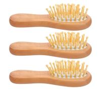 Homoyoyo Peigne de Massage à Coussin en Bois Blanc, Mini Brosse à Cheveux Portable, Lot de 3 Pièces Multifonction, Stimulation Cuir Chevelu, Soin Antichute et Pellicules, pour Différents