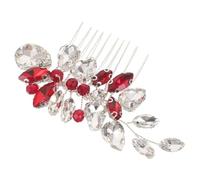 Homoyoyo Peigne en Strass de Verre Rouge pour Mariée - Accessoire de Coiffure pour Chignon et Demi-chignon - Fixation Ferme, Élégant pour Mariage, Bal, Banquet - Accessoire Cheveux Mariage