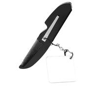 Homoyoyo Peigne Pliable De Poche Pour Homme Avec Miroir Carré Fine Denture Design Pliant Compact Et Porte-clés Pour Voyage Et Entretien Barbe