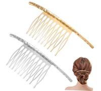 Homoyoyo Peignes Latéraux Doré et Argenté 2 Pièces pour Filles, Accessoire Coiffure Simple, Barrette Coiffure Quotidienne, Épingles Cheveux Délicates