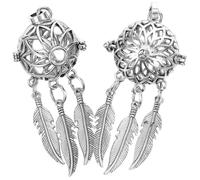 Homoyoyo Pendentif Attrape-rêves en Alliage 2 Pièces Pendentif Parfum DIY Couleur Argenté Ancien Ouvrable Accessoires pour Bijoux Artisanaux Femme Création Collier Présent Loisirs Créatifs