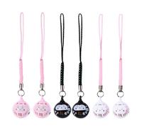 Homoyoyo Pendentifs Amulette Chat Maneki Neko en Cuivre Clochette Lot de 6 Pièces Décoration Suspendue pour Téléphone Portable et Paquet Charme Chance et Prospérité