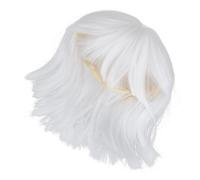 Homoyoyo Perruque Blanche avec Frange pour Femme Courte et Lisse Cheveux Synthétiques Accessoire de Cosplay Déguisement et Photo pour Fêtes et Vacances