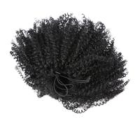 Homoyoyo Perruque Queue de Cheval Courte Bou Naturelle Extension Synthétique Afro Facile à Fixer avec Clips pour Femmes Style Réaliste Noir