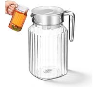 Homoyoyo Pichet en Plastique 500 Ml avec Couvercle pour Jus et Boissons Gazeuses, Design Rayé Unique, Utilisation Polyvalente, Visibilité Claire, pour Bar et Maison