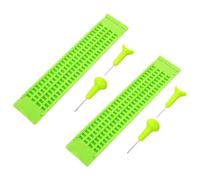 Homoyoyo Planche D’écriture en Braille 4 Lignes 28 Cases Vert avec 2 Stylets, Lot de 2 Sets, Fournitures D’apprentissage pour Aveugles, Aides à L’écriture la Lecture en Braille,