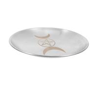 Homoyoyo Plateau Rituel Acier Inoxydable Pentagramme Porte-Bougie Cérémonial Polyvalent pour Table d'Offrande Décoration Ésotérique et Rangement Sacré