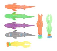 Homoyoyo Plongée 7 Pièces pour Piscine, Ensemble 4 Requins et 3 Herbes Marines en Plastique Solide, de Piscine Résistant à L’Usure pour Garçon et Filles et Apprentis Nageurs