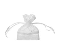 Homoyoyo Pochette à Bijoux Blanche en Polyester Dentelle Cinq Pétales, Paquet à Cordon Léger et Compact, pour Ranger Bijoux et Petits Objets Lors de Noël ou Anniversaires