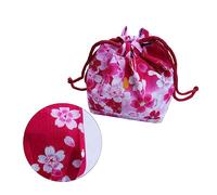 Homoyoyo Pochette Cosmétique à Cordon De Serrage - à Main en Tissu avec Motif De Fleurs De Cerisier - Parfait pour Le Rangement De Bijoux Porte Monnaie Et Accessoires De Voyage