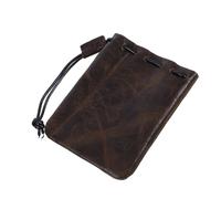 Homoyoyo Pochette Cuir Vachette à Cordon Serrage Sac Polyvalent Compact pour Bijoux Et Monnaie Petite Trousse De Rangement Facile à Fermer pour Hommes Et Femmes Style Vintage Café