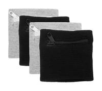 Homoyoyo Pochettes de Poignet Zippées Sport 4 Pièces Noir et Gris Clair, Tissu Extensible Respirant, Rangement Clés et Monnaie, Accessoire Multifonction pour Course, Marche et Randonnée