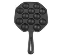 Homoyoyo Poêle à Takoyaki en Fonte 12 Cavités Noire Plaque de Cuisson pour Œufs de Caille Ustensile Cuisine Robuste pour Préparation de Boulettes Japonaises