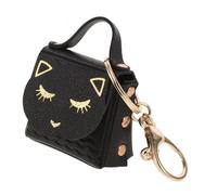 Homoyoyo Porte-clés Chat avec Petit Portefeuille Chat Flou Charme Porte-clés De Dessin Animé Mignon Portable Enfants Article Modèle Accessoire Filles Bonjour Peluche Alliage De Zinc Noir