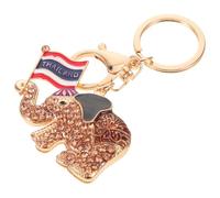 Homoyoyo Porte-clés Éléphant avec Drapeau Thaïlande Métal et Strass Pendentif à Main pour Femmes Accessoire à Dos Animalier Souvenir de Voyage Thaïlande