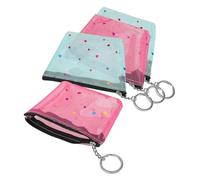 Homoyoyo Porte-Monnaie Transparent Zippé pour Femmes, Petit Portefeuille en Tissu Maille, Lot De 4, Pochette Pratique pour Pièces Et Cartes, Usage Quotidien