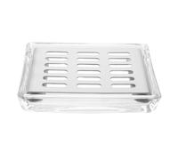 Homoyoyo Porte Savon Rectangulaire Transparent Double Couche Verre Égouttoir Drainant pour Salle de Bain et Cuisine Support Savon Stable et Compact Design Moderne et Facile à Nettoyer