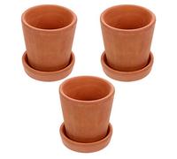 Homoyoyo Pot en Terre Cuite Ronde avec Soucoupe - 3 Pièces De 20 Cm pour Plantes Succulentes Et Cactus - Idéal pour La Maison Et Le Bureau Mini Planteur avec Trou De Drainage