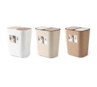 Homoyoyo Poubelle Domestique Double Couche Couvercle Fixe et Bouton Tactile | PP Beige, Grosse Ouverture pour Paquet, Séparation Humide et Sèche, Usage Maison et Bureau